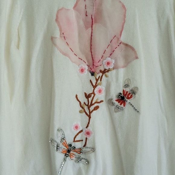 Blumarine Cream Sweater with Pink Floral Design - Picture 5 of 12